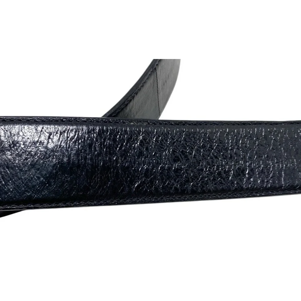 Cuadra Mens Black Genuine Eel Skin Belt Size 38 Shiny Oval Buckle